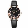 RORIOS Women's Watch, Cute Floral Design, Stylish Quartz Movement with Mesh Band, Popular for Business and Casual Wear, Black B