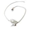[N6818] - White 'Hirondelle' Silver Bracelet (rhodium-plated)