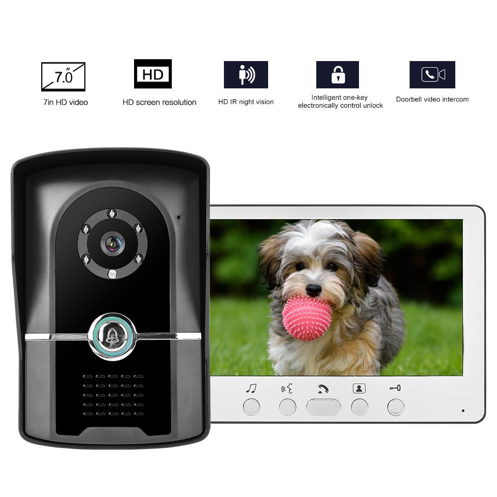 7-дюймовый TFT LCD проводной видеодомофон дверной звонок система внутренней связи ИК ночное видение