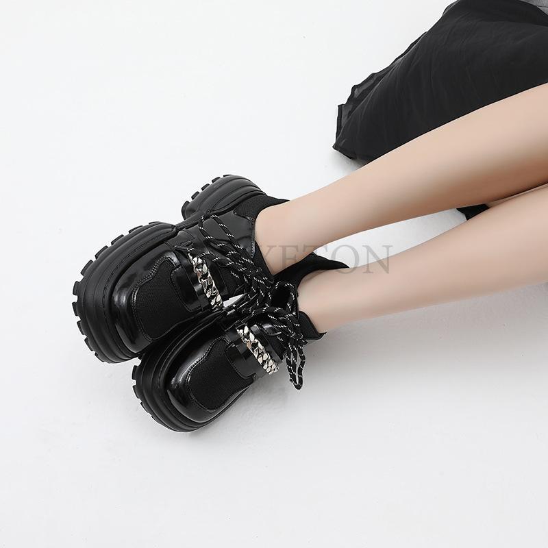 Туфли в стиле Лолита в готическом стиле с металлической цепочкой на платформе, женские, весна 2024 г., туфли-лодочки из лакированной кожи в стиле колледжа, женские, японская школьная форма