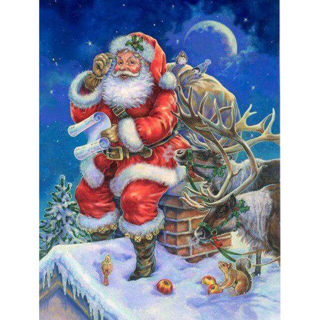 5D DIY Алмазная картина Снеговик Полный круглый Стразы Рождественская мозаика Ручная алмазная вышивка