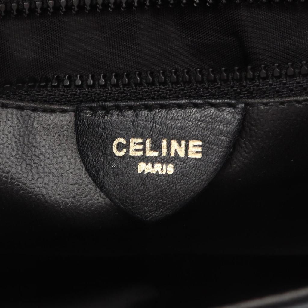 Used CELINE Shoulder Bag leather Black Brown Used Women