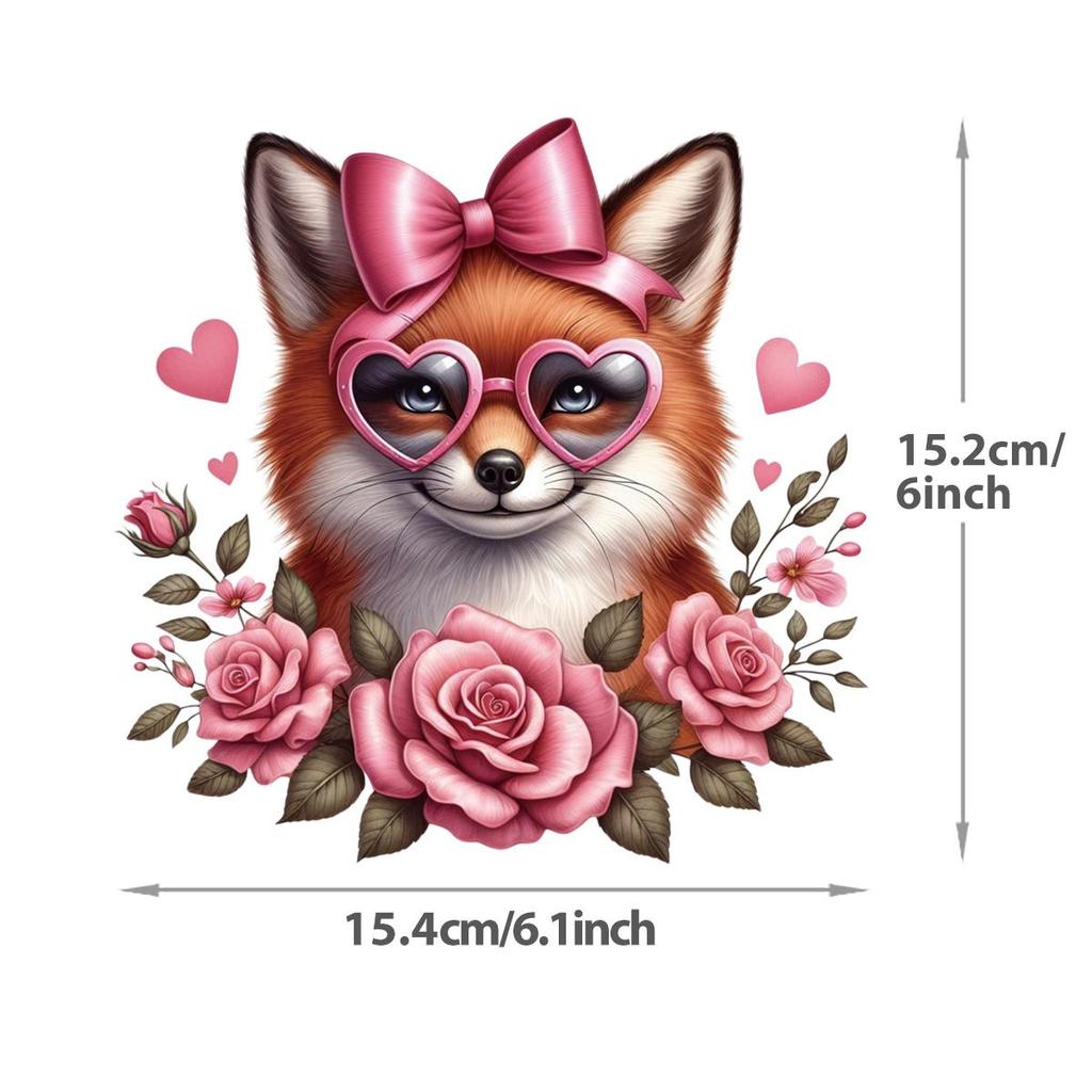 Animal Flowers Thermal Patches Clothing Cartoon Deer Cat Tiger Thermal Press Vinyl Hoodies Tops Washable Diy Thermal Stickers