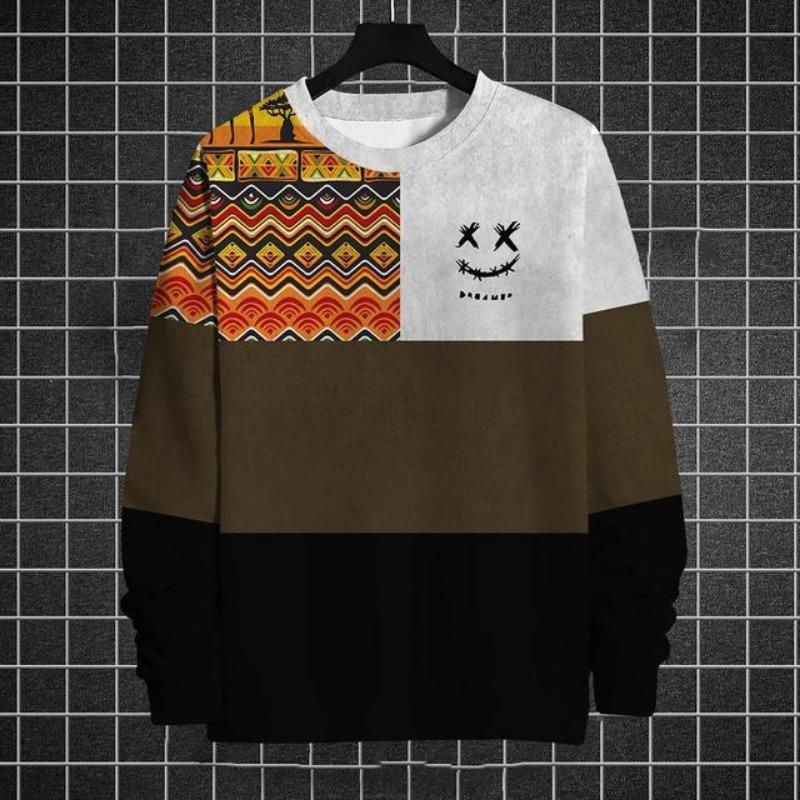 Модная мужская толстовка с длинным рукавом с забавным графическим принтом Футболки с принтом Осенние свободные толстовки с круглым вырезом Мужская одежда больших размеров Топы