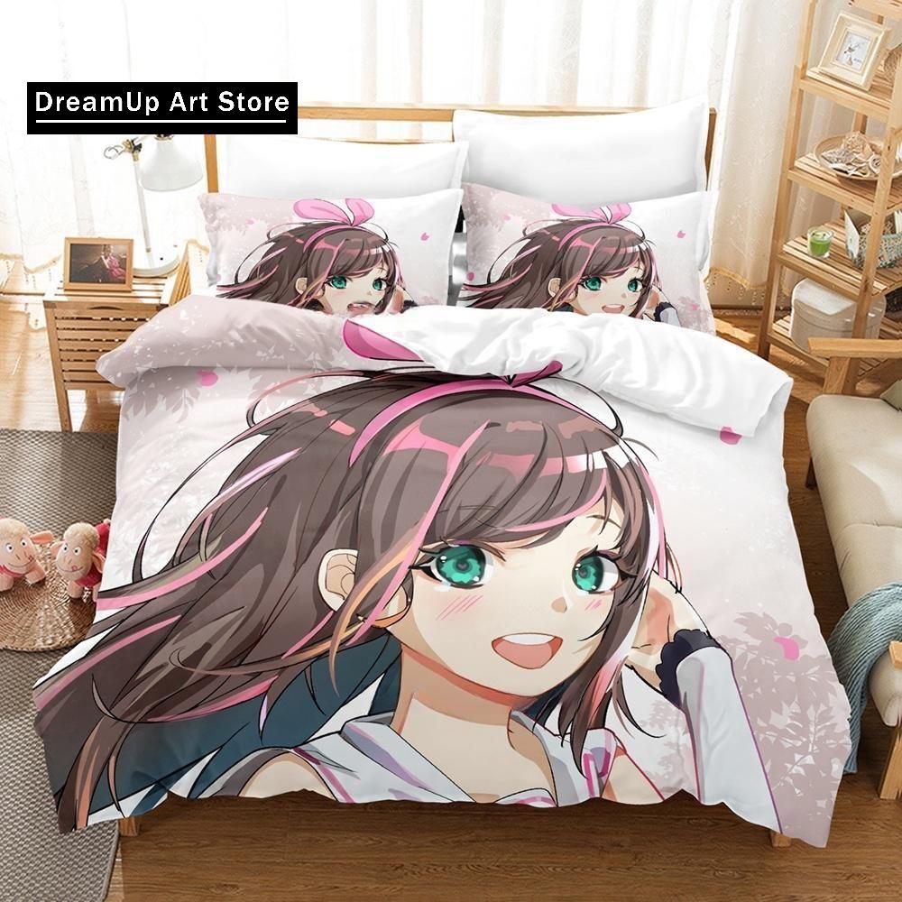 3D-печать аниме Kawaii Girls Kizuna AI Постельное белье Single Twin Full Queen King Size Bed Set Adult Kid Bedroom Duvet cover Sets