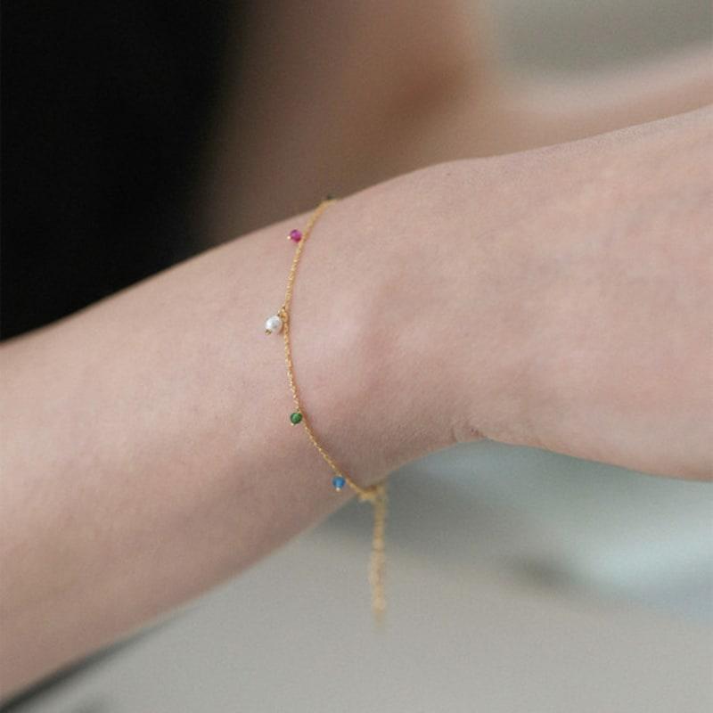 rough city [Silver925] rainbow drop bracelet
