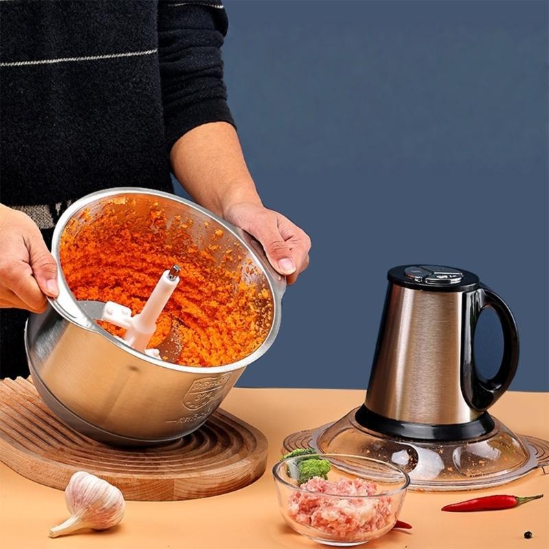 Электрическая мясорубка 5 л из нержавеющей стали, кухонный комбайн, многофункциональная овощерезка для кухни с нескользящей основой