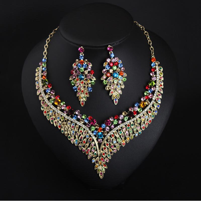 Преувеличенное ожерелье с бриллиантами на ключице, серьги, комплект, платье, женские аксессуары