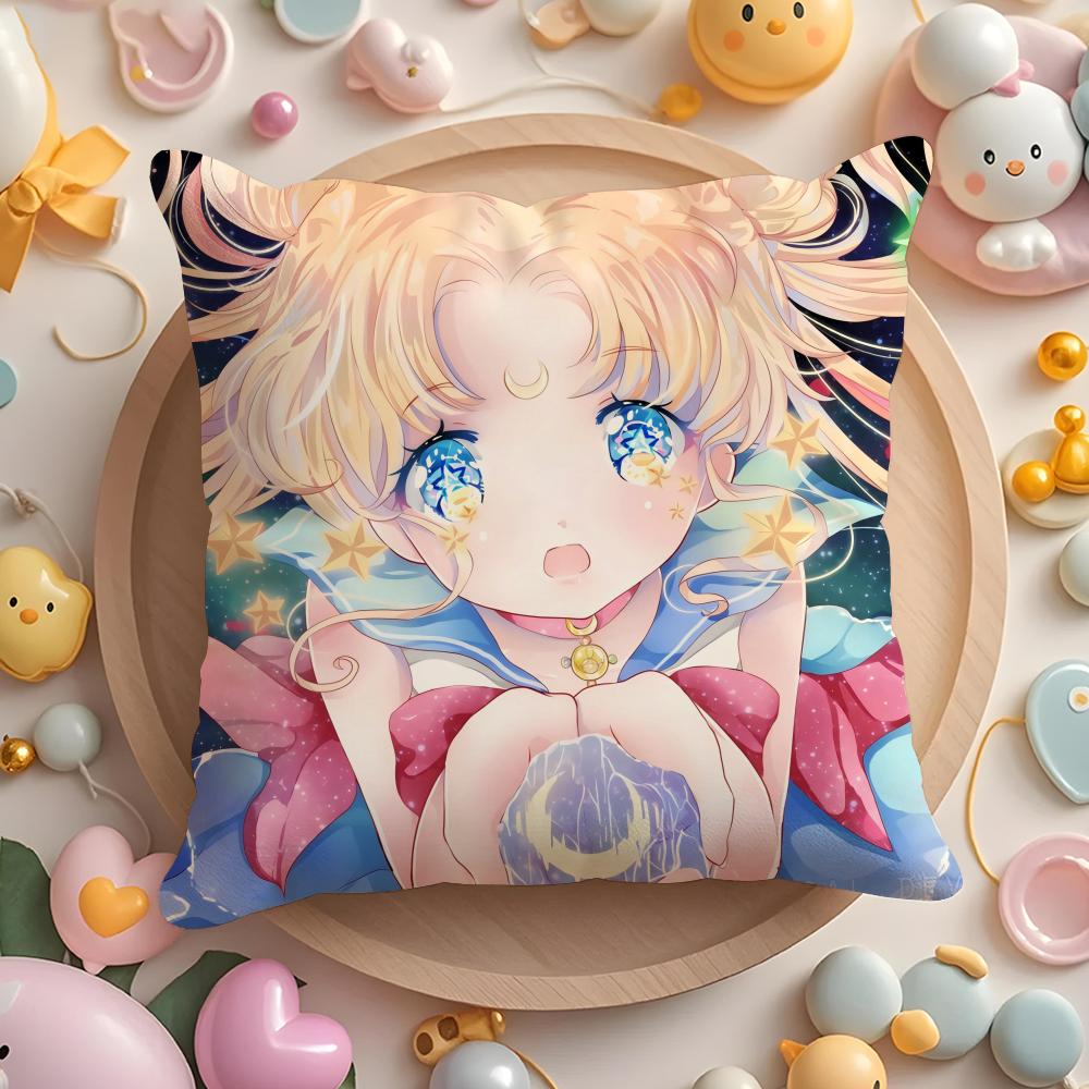 PIKPAKA SSailor MMoon Anime Cushion Cover Plush Fabric Soft DoubleSided Printed Sofa Warm Winter Home Gift Pillow Cover