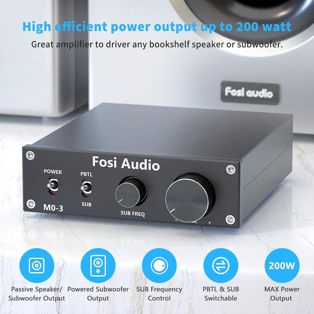 Fosi Audio M03 Усилитель сабвуфера 200 Вт TPA3255D2 Мини Стерео Усилитель мощности Аудио Маленький Цифровой Интегрированный Класс D Ресивер На Базе Пассивный Динамик