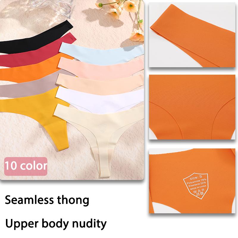 5Pcs/Set Sexy G-String Underwear Female T-back Intimates Lingerie Seamless Low Waist Underpants 10 Color Lady Bikini Panty XS-XL