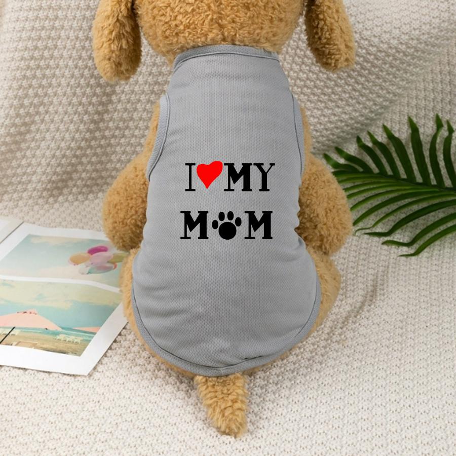 1 шт. I LOVE MY MM с принтом, рубашка с рукавами для питомца, мягкая футболка с рукавами для питомца на все сезоны