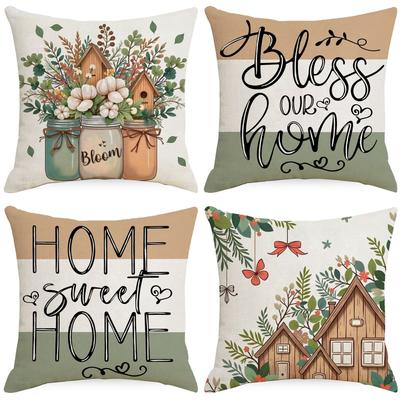 Диванная подушка Пружинное украшение Подушка с растительным принтом Гостиная Простая и удобная Подушка для сидения