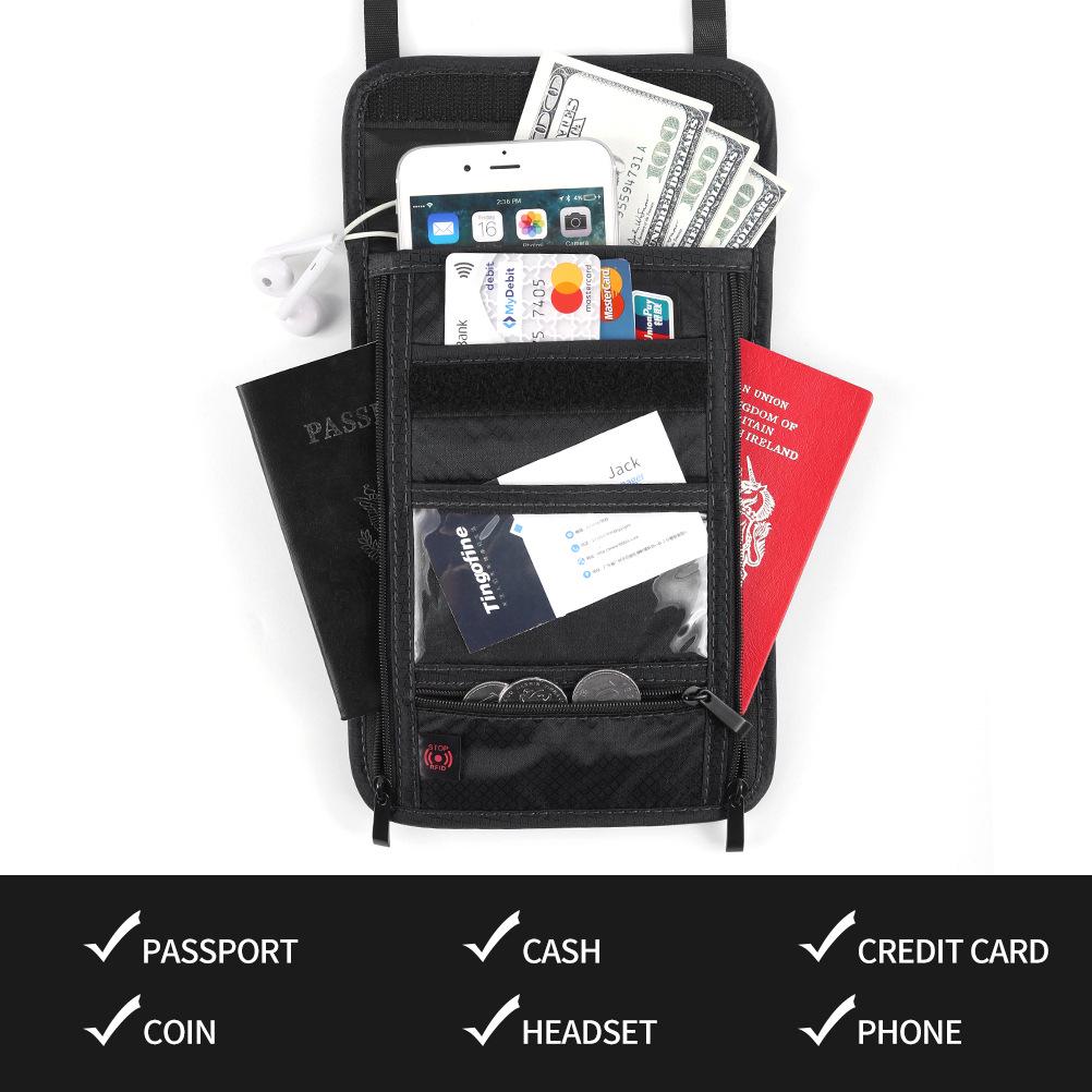 Tianxiu RFID Passport & ID Neck Pouch - Waterproof Nylon Holder