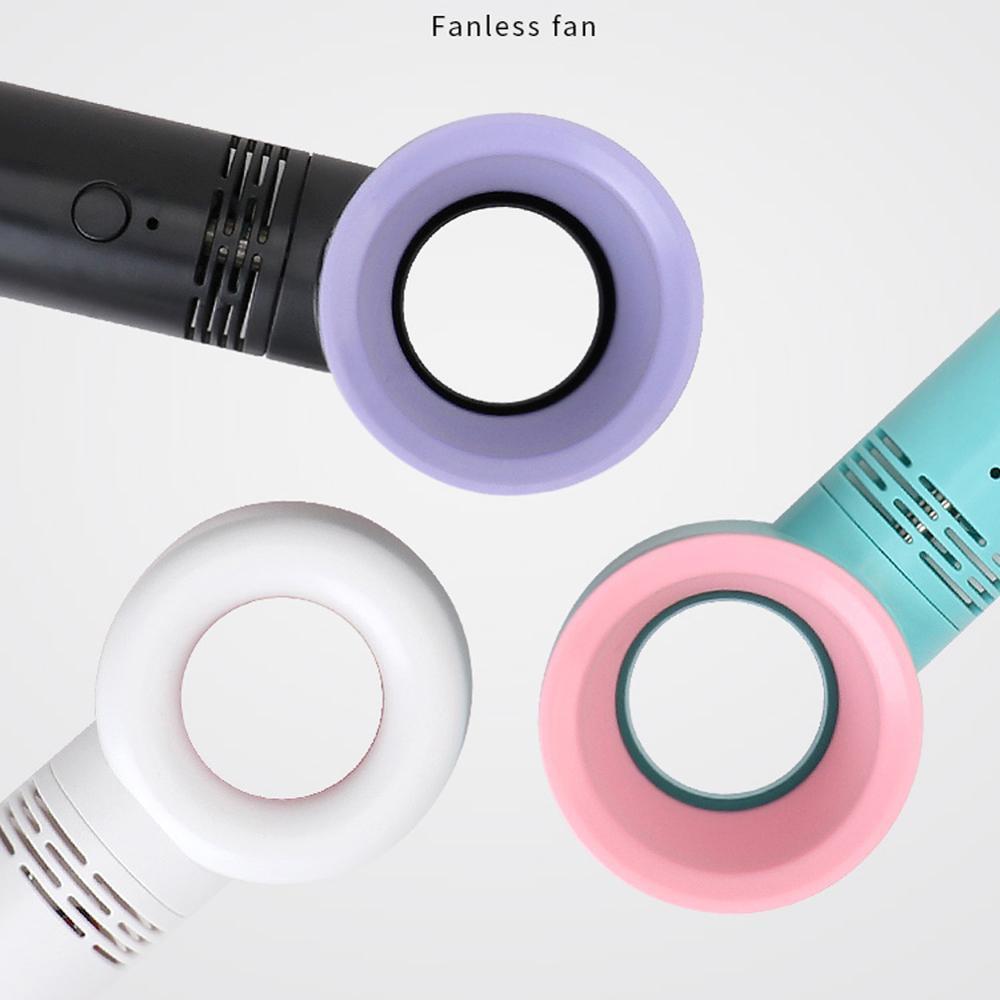 Новый летний портативный ручной безлопастной вентилятор, мини-кулер, удобный вентилятор без листьев с 3-скоростным USB-перезаряжаемым охлаждающим вентилятором для путешествий, офиса на открытом воздухе