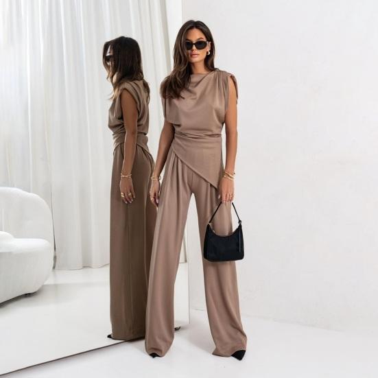 Женская мода комплект из двух частей с открытыми плечами и широкими брюками