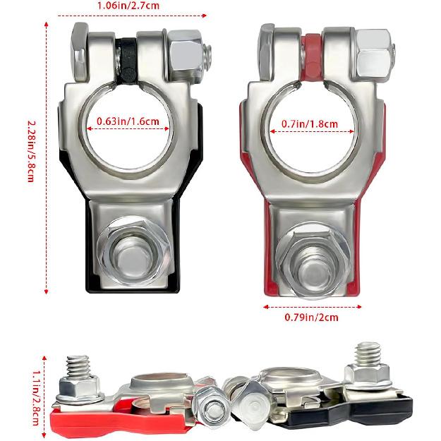 Battery Terminals, Battery Terminal Connector, Top Post Battery Cable Terminal Clamp Set, Positive And Negative 1 Pair, Automotive Accessories