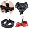Patent Leather Chastity Belt Pants with Butt Anal Plug Vagina Dildo Panties Thong Briefs G String Lingerie Sex Toys Woman Men