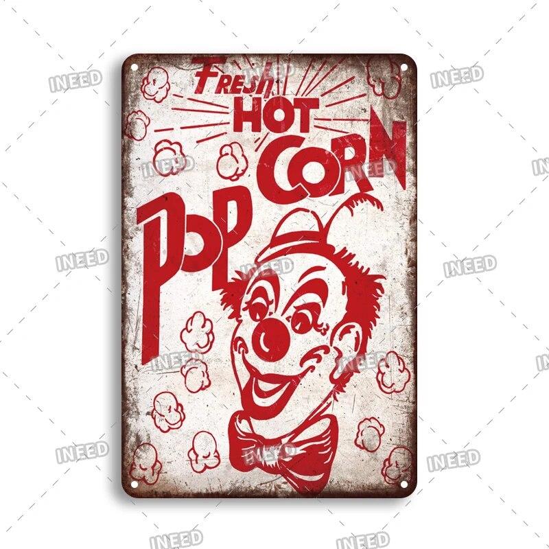 Pizza Zone Metal Poster Tin Plate Ice Cream Hot Dog Vintage Kitchen Iron Painting For Restaurant Party Home Wall Decoration