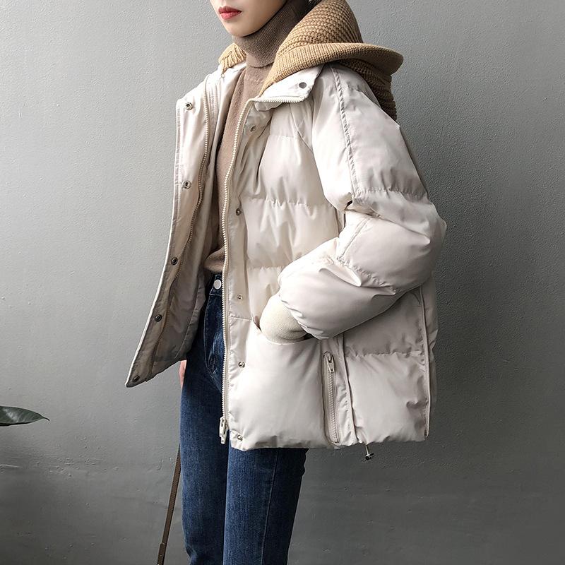 Женский зимний осенний пуховик, вязаный воротник с капюшоном, короткое однобортное пальто, парка в консервативном стиле, женская шикарная верхняя одежда, женская