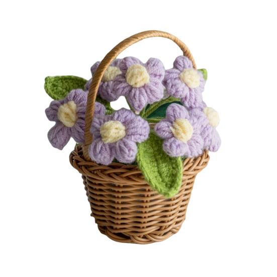 Вязаная крючком декорация в горшке, ручная работа, вязаный цветочный орнамент, готовый цветок ручной вязки