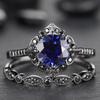 Luxury Women's Ring Creative Darth Vader Jewelry Couple Ring Simple Blue Diamond Flower Ring