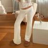 American Casual Striped Trousers High Waist Lace Up Loose Straight Leg Pants Drape Mopping Pants Women's Summer Commuting