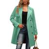 Женская мода повседневное двубортное пальто с длинными рукавами и поясом