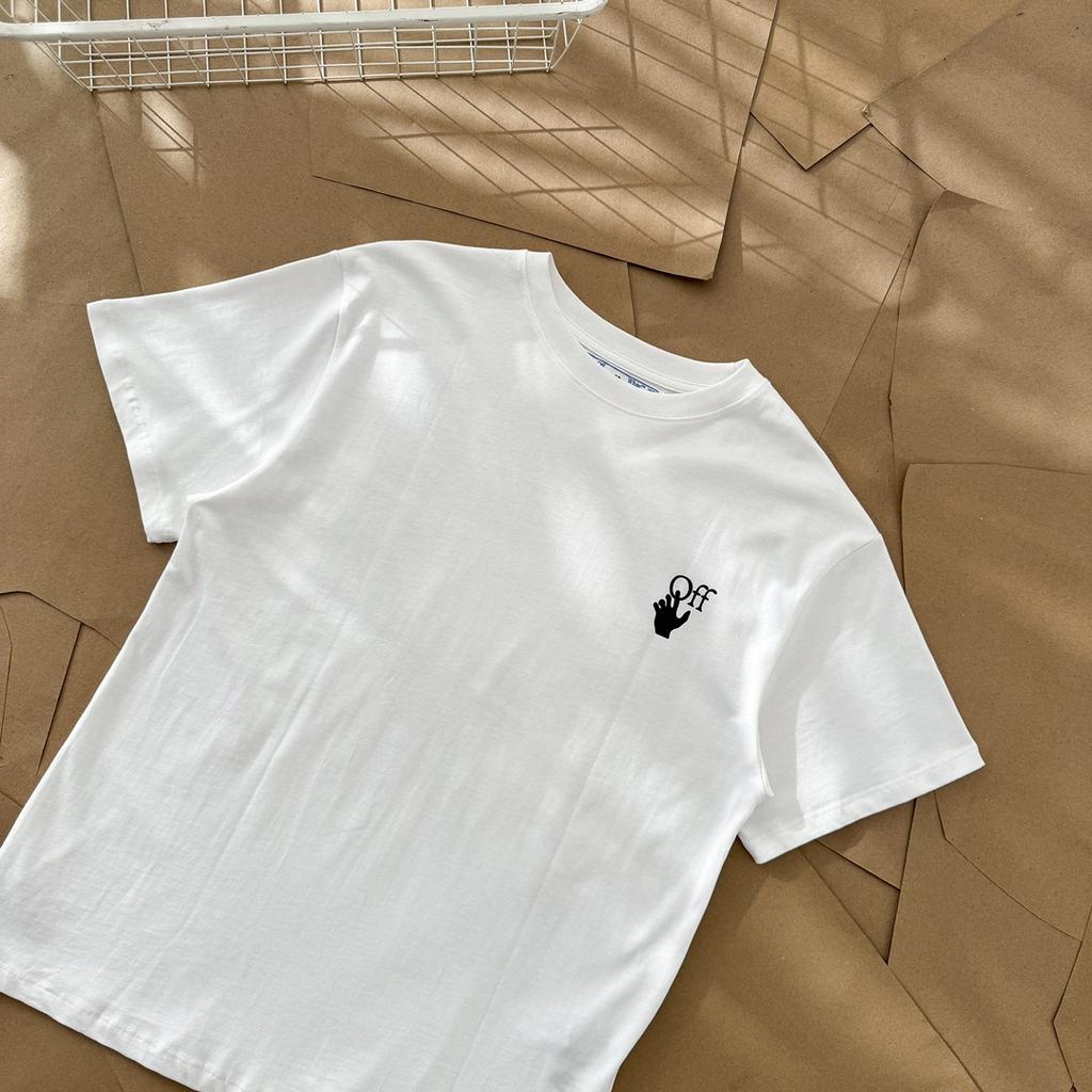 Off-White Летняя новинка 2025 года, черно-белая классическая футболка с короткими рукавами и принтом в виде всплеска стрелы для мужчин и женщин, парная футболка