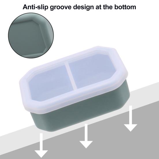 Силиконовый ланч-бокс с двойным отделением, контейнер для бенто, портативный, подходит для микроволновой печи, для приготовления еды на работу, в школу, на пикники