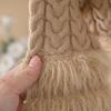 Свитер для девочек, длинный, из искусственной норки, комплект из двух предметов, осень-зима, новый стиль, свитер с круглым вырезом и брюки для девочки