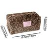 Soft Faux Hair Handheld Makeup Storage Pouch Large Capacity Leopard Pattern Cosmetic Case For Gym Skincare Products