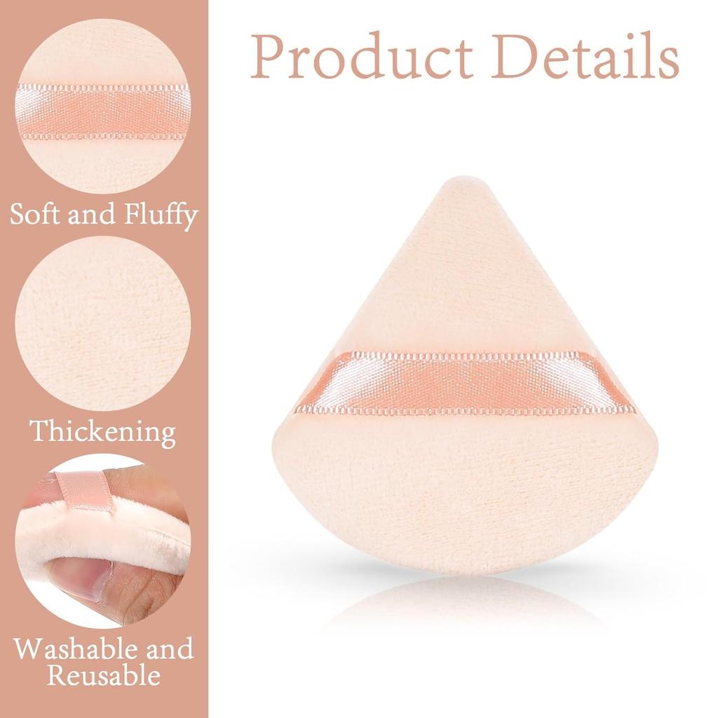 10 Pcs Triangle Powder Puff, Soft Face Powder Puffs Beauty Sponge Makeup Velour Puff Beauty Makeup Tools for Loose Powder and Cosmetic Foundation