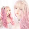 Парик Лолита RyuuCos Длинные волосы Кудрявый розовый парик Розовый градиент Натуральный Харадзюку Косплей Термостойкий Маскировка Настоящее событие Хэллоуин Рождество Школа