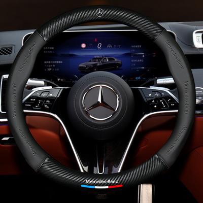 AQ1-Автомобильная тисненая замшевая карбоновая накладка на руль для Mercedes Benz AMG W204 W205 W211 W212 W213 W176 GLA CLA Наклейка-аксессуар
