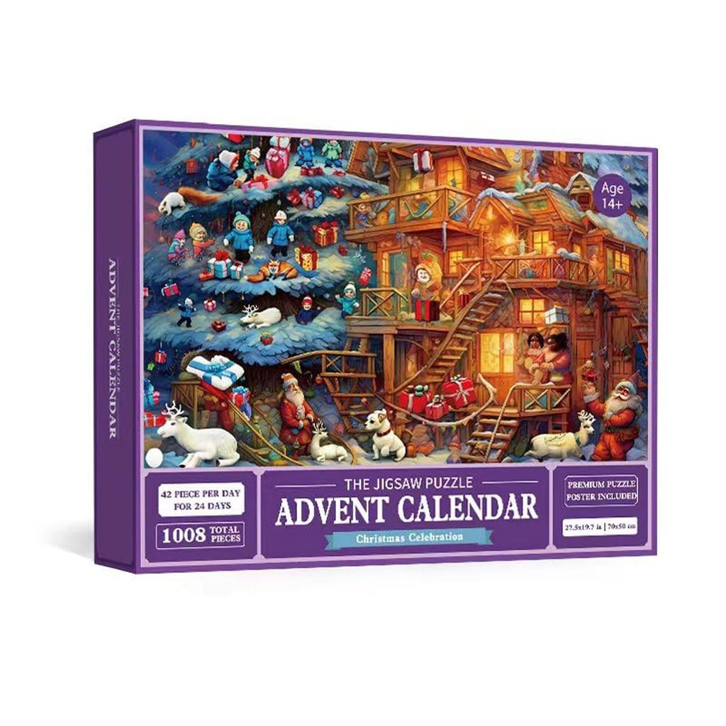 Christmas Advent Calendar Puzzle 1008 Pieces, Christmas Countdown Puzzle Toy, Kids Christmas Gift Birthday Gift