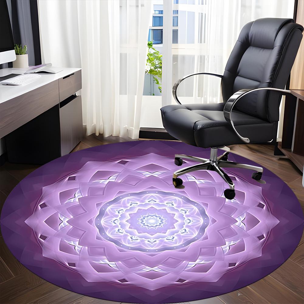 1pc Purple Mandala Pattern Chair Carpet for Office Non Slip, Machine Washable Rug for Office, Room Holiday Decor for Christmas, Birthday Polyester