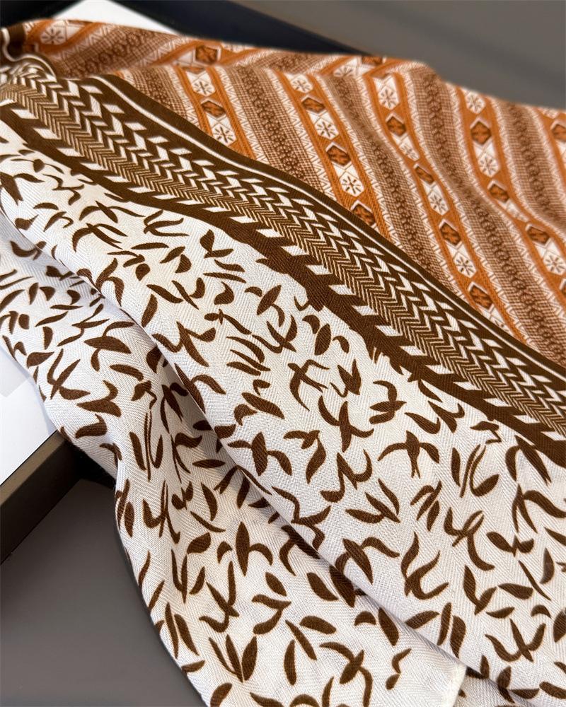 Luxury Print Hairbands Square Scarf Women Elagant Cotton Linen Feeling Bandana Neck Kerchief Head Bands Foulard Female Scarfs