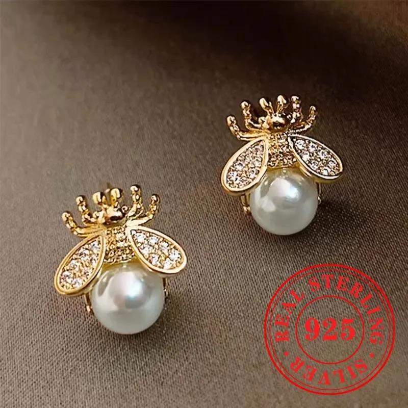 Sweet Shiny White CZ Heart Pierced Earrings for Girls Sterling Silver Cute Pet Paw Prints Jewelry Daily Party Jewelry