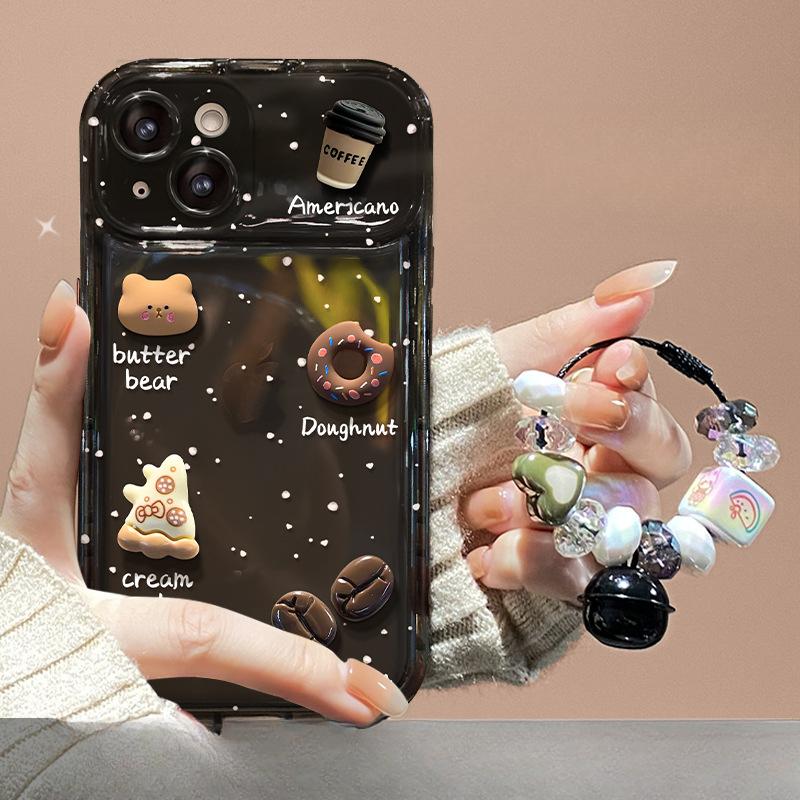 Cake Coffee Doll Pendant Suitable for Vivos17pro Mobile Phone Case Oppoa97 Flip Mirror Xiaomi 14/13