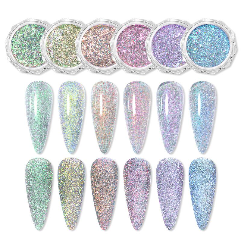 Nicole Diary Polarized Cloud Brocade Crushed Diamond Powder, Super Bright Dream Manicure Opal Powder, Bouncy Fine Glitter Powder