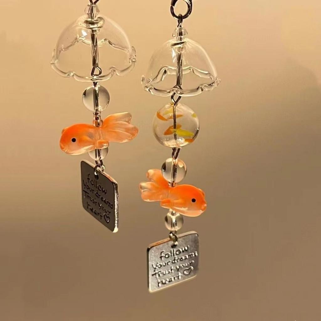 Goldfish dream handmade beaded pendant ins wind small fish wind chimes mobile phone chain ccd bag colored bead pendant
