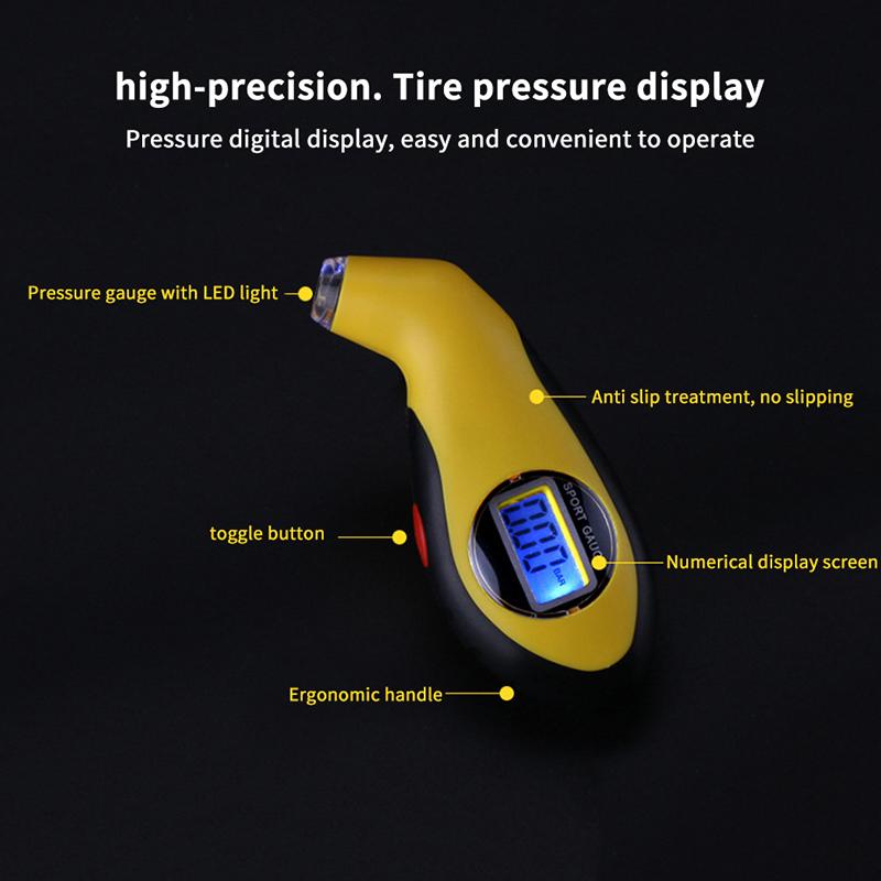 Car Tire Digital Barometer Lcd Electronic Tester Digital Tyre Air Pressure Gauge Yellow Tire Manometer Barometers Tester Tool