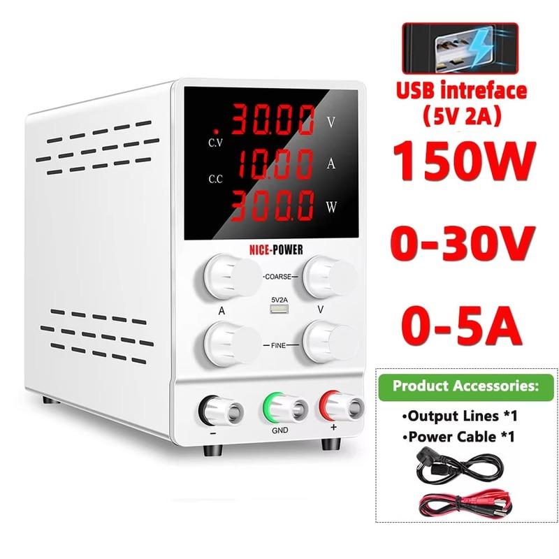 2025 Новый EU PLUG LCD Регулируемый лабораторный источник питания постоянного тока 30 В 10 А 5 А 60 В 120 В Импульсный регулируемый источник питания Лабораторный стабилизатор напряжения