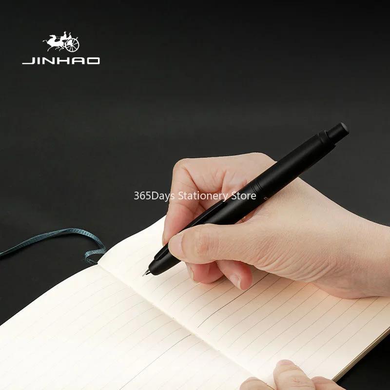 Новая поршневая перьевая ручка JINHAO 10, выдвижной наконечник EF/F, металлическая, матово-черная, с клипсой, чернильная ручка, конвертер для студентов, подарки