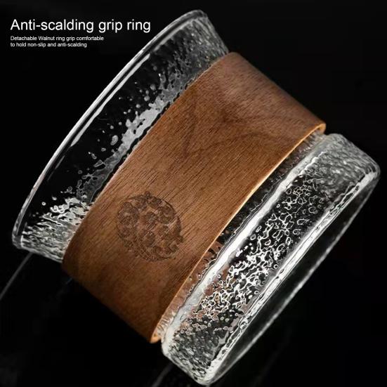 Чашка чая Многоцелевое полупрозрачное термостойкое стекло с деревянным противоожоговым корпусом Ежедневное использование