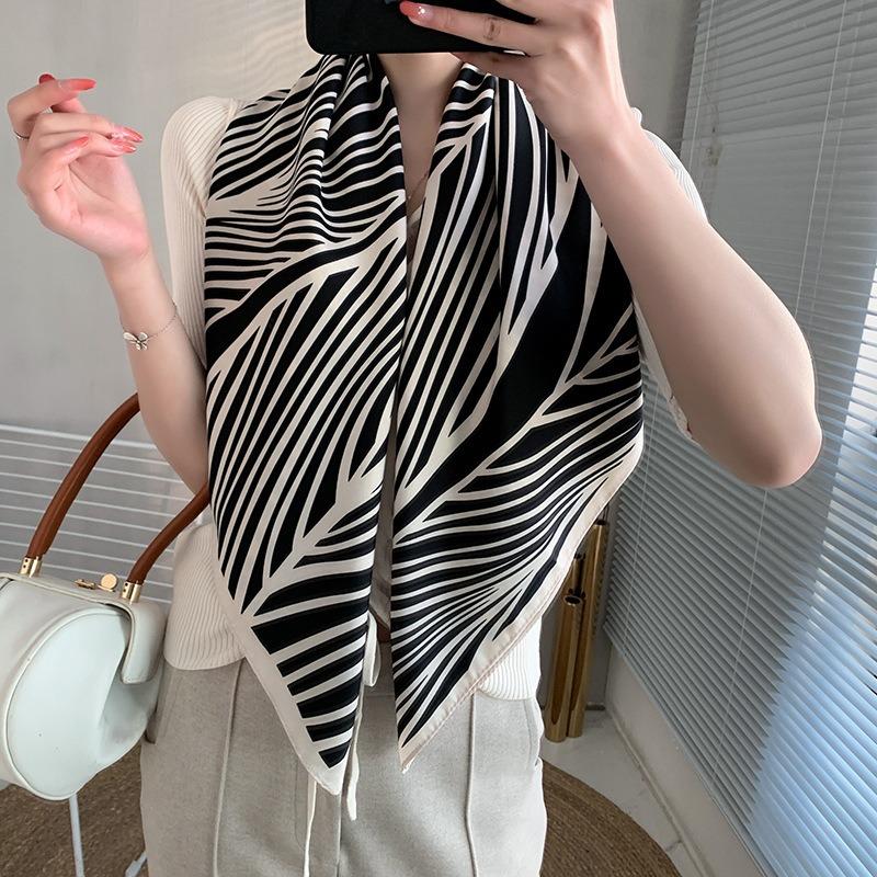 New Square Scarf Emulated Silk Scarf Fashionable Professional Scarf Versatile Light Thin Breathable Twill Scarf Shawl