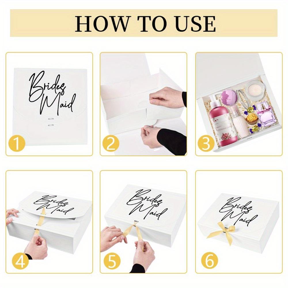 6 шт. Премиум-коробки с крышкой и лентой, коробки для предложений руки и сердца подружек невесты, подарочные коробки для свадебной вечеринки, идеально подходящие для подружки невесты, подружки невесты и свадьбы