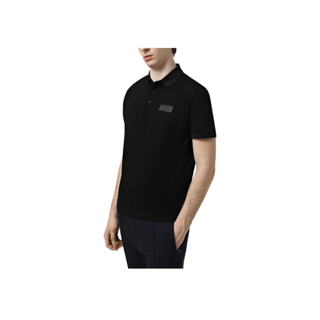 Emporio Armani EA7 Весна/Лето 25 Футболка-поло с коротким рукавом Однотонная Эластичный Хлопок Мужские топ Черный 6DPF08-PJVUZ-1200