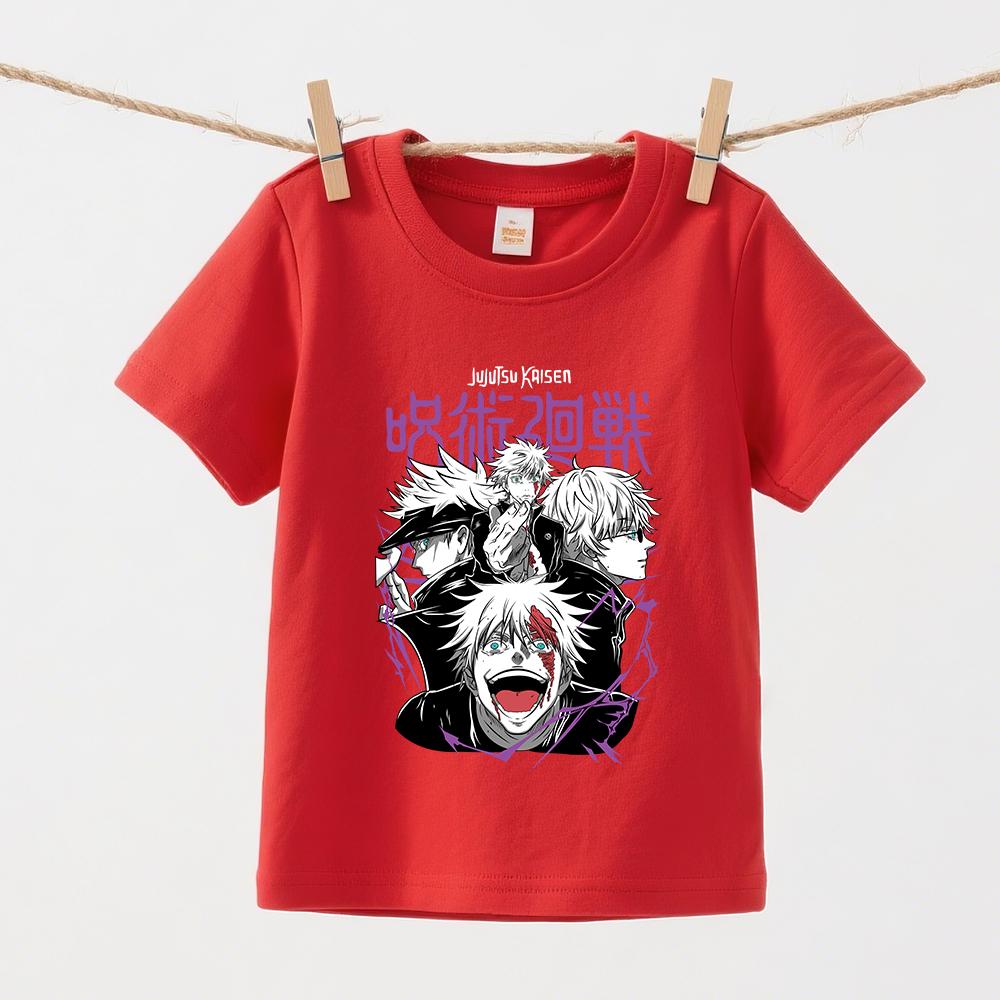 Jujutsu Kaisen Gojo Anime Print Cotton T Shirts for Boys Girls Kids Short Sleeve Summer Tee Casual Daily Wear